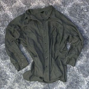 Olive green button down